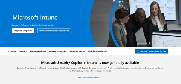 Microsoft Intune UEM website