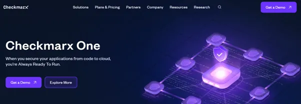 Screenshot of the Checkmarx One homepage showcasing its cloud-native application security platform