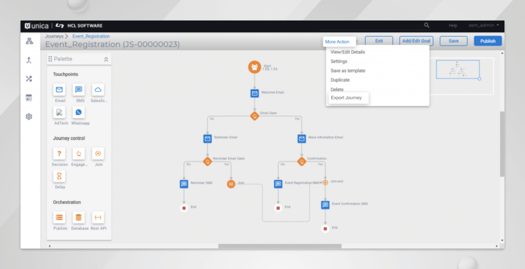 Export and Import Functionality in HCL Unica Journey